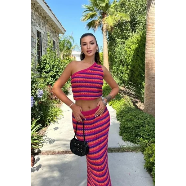 Sandy Renk Geçişli Crop Takım 9857