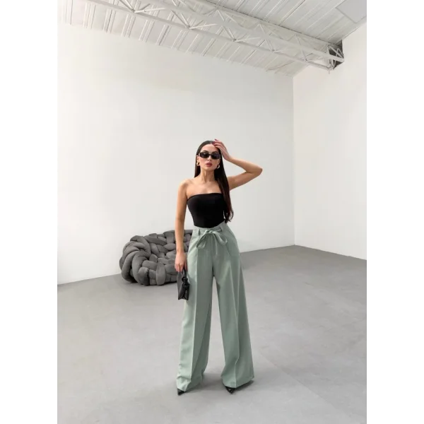 Sante Çi̇zgi̇li̇ Bel Kuşakli Palazzo Pantolon