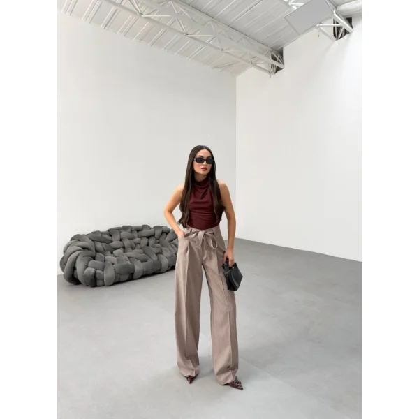 Sante Çi̇zgi̇li̇ Bel Kuşakli Palazzo Pantolon