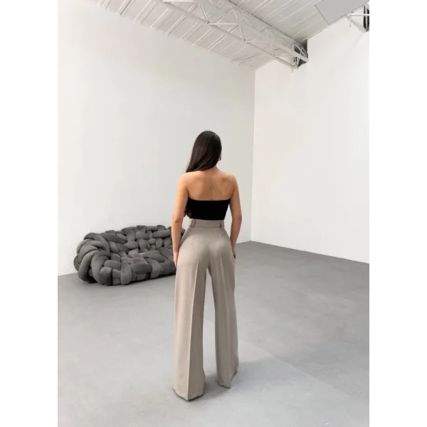 Sante Çi̇zgi̇li̇ Bel Kuşakli Palazzo Pantolon