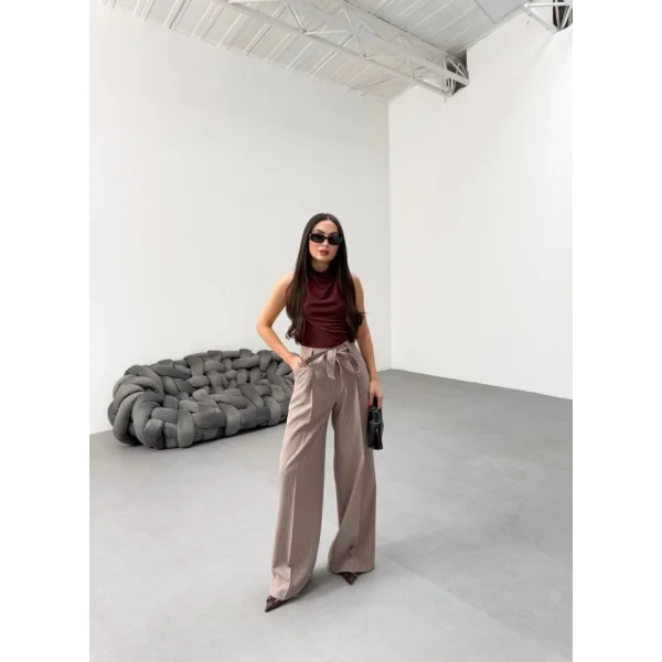 Sante Çi̇zgi̇li̇ Bel Kuşakli Palazzo Pantolon