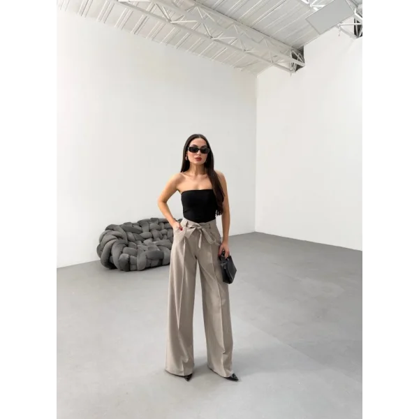 Sante Çi̇zgi̇li̇ Bel Kuşakli Palazzo Pantolon