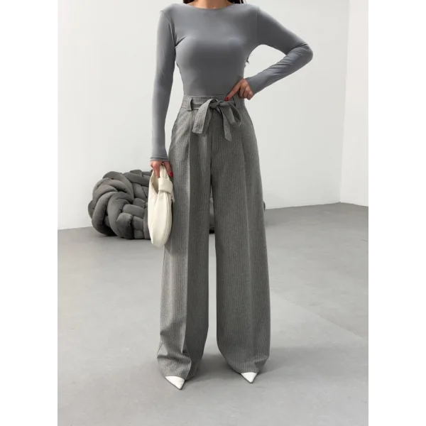 Sante Çi̇zgi̇li̇ Bel Kuşakli Palazzo Pantolon