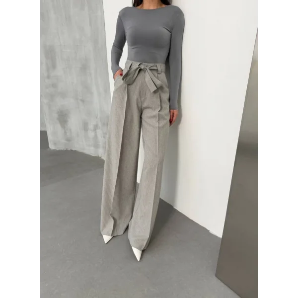 Sante Çi̇zgi̇li̇ Bel Kuşakli Palazzo Pantolon