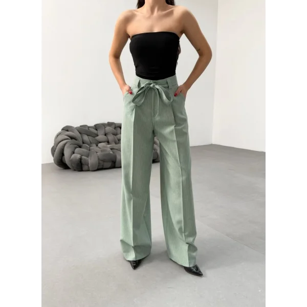 Sante Çi̇zgi̇li̇ Bel Kuşakli Palazzo Pantolon