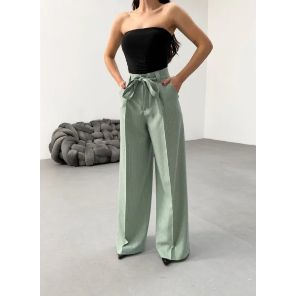 Sante Çi̇zgi̇li̇ Bel Kuşakli Palazzo Pantolon