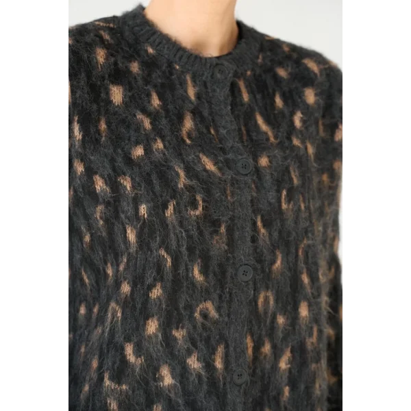 Şardonlu Triko Hırka  SiyahHardal