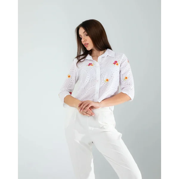 Sarı Nakışlı Fisto Gömlek