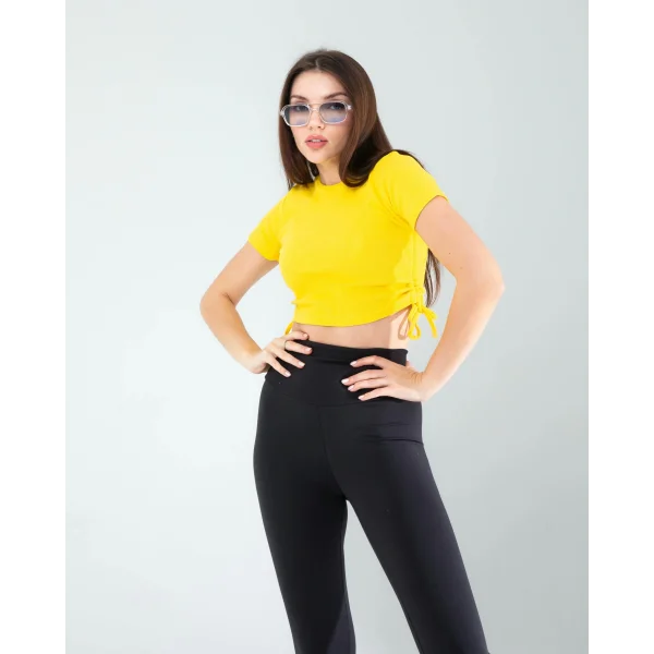 Sarı Yandan Büzgülü Crop