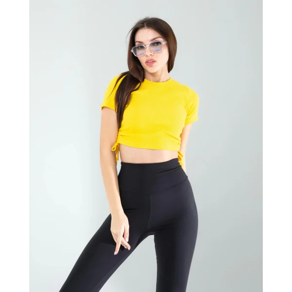 Sarı Yandan Büzgülü Crop