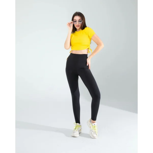 Sarı Yandan Büzgülü Crop