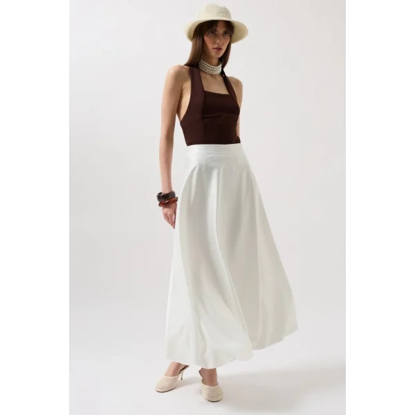 Saten Balon Detay Midi Etek