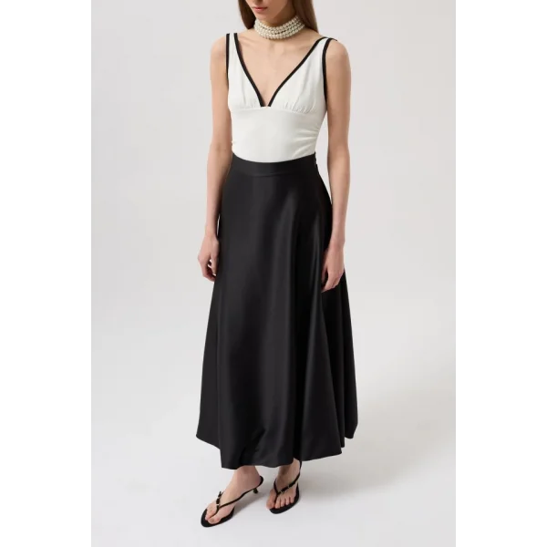 Saten Balon Detay Midi Etek