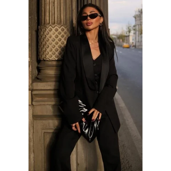 Saten Detaylı Büstiyer Pantolon Takım 10024