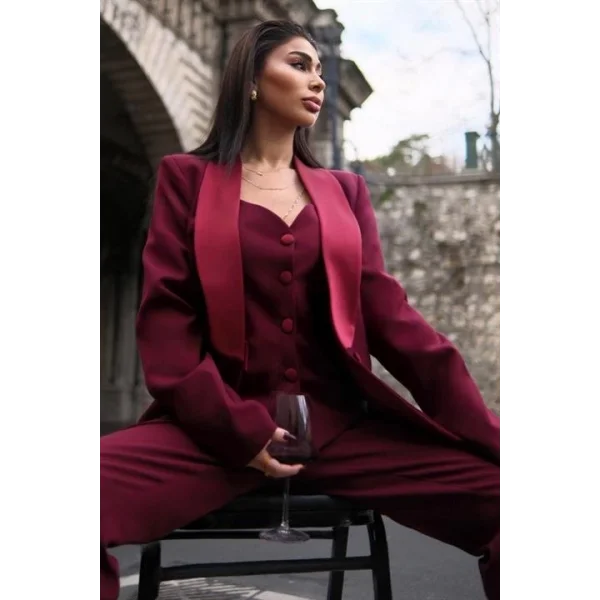 Saten Detaylı Büstiyer Pantolon Takım 10024