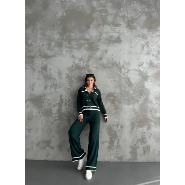 Şerit Detaylı Hırka Pantolon İkili Takım