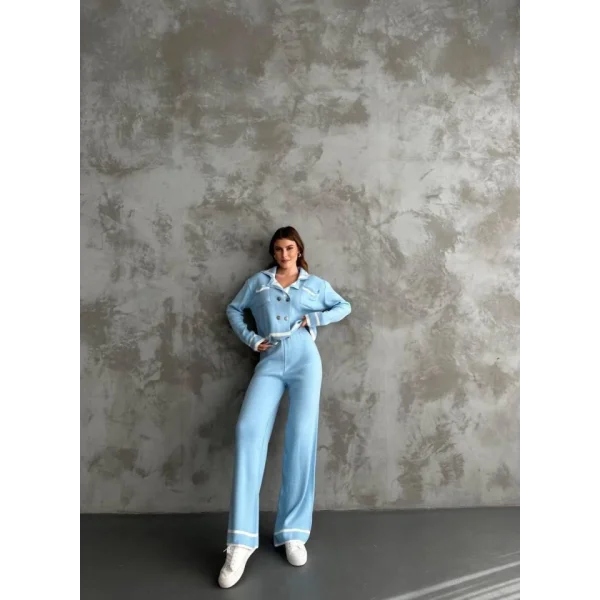 Şerit Detaylı Hırka Pantolon İkili Takım