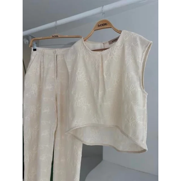 Shalina Süzüne Nakışlı Crop Takım 9796-08