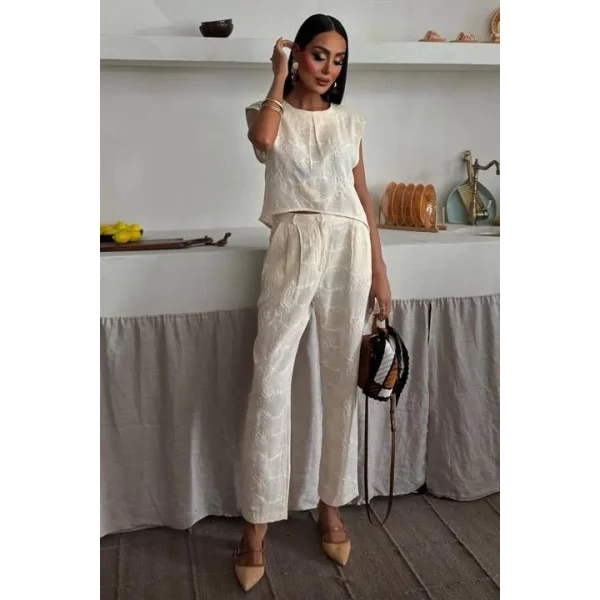 Shalina Süzüne Nakışlı Crop Takım 9796-08