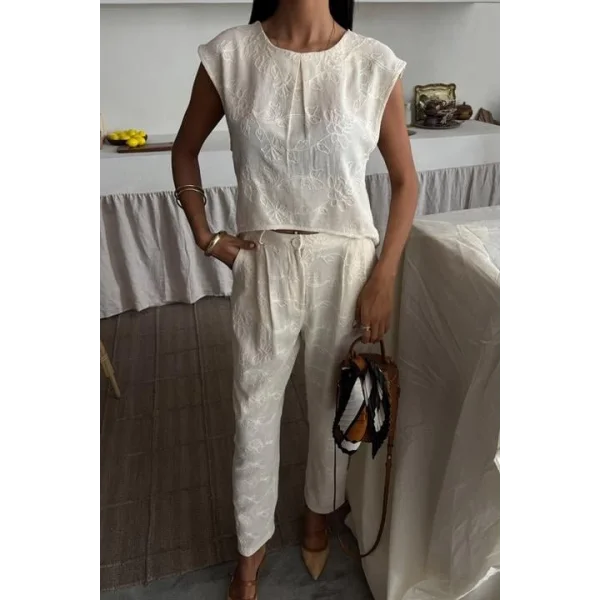 Shalina Süzüne Nakışlı Crop Takım 9796-08