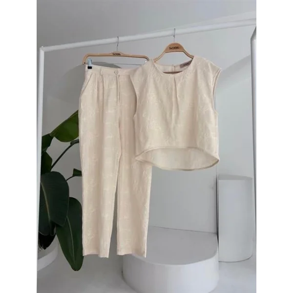 Shalina Süzüne Nakışlı Crop Takım 9796-08