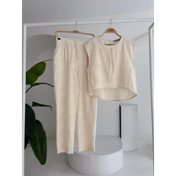 Shalina Süzüne Nakışlı Crop Takım 9796-08