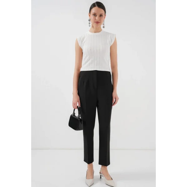 Sıfır Kol Taşlı Bluz 931 - Beyaz