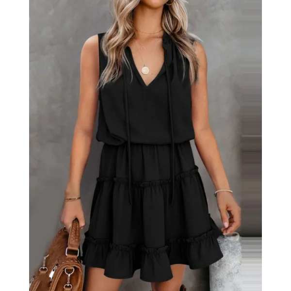 Sıfır Kol V Yaka Ipek Aerobin Elbise