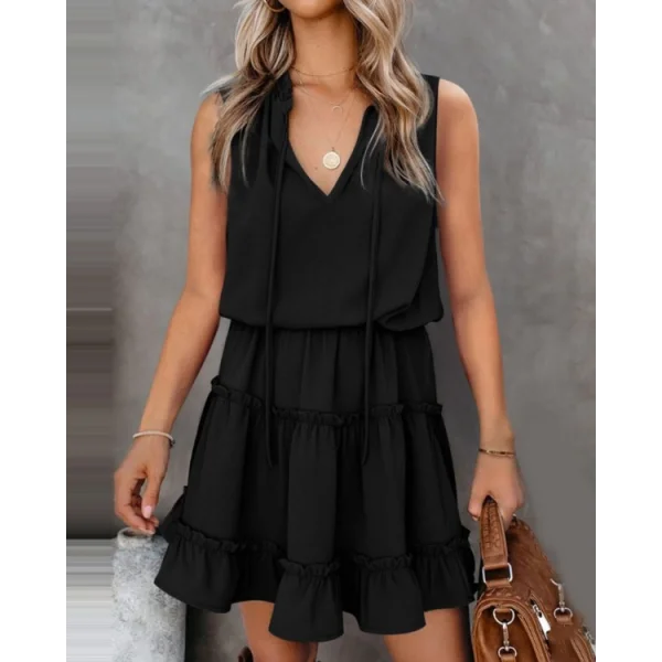 Sıfır Kol V Yaka Ipek Aerobin Elbise