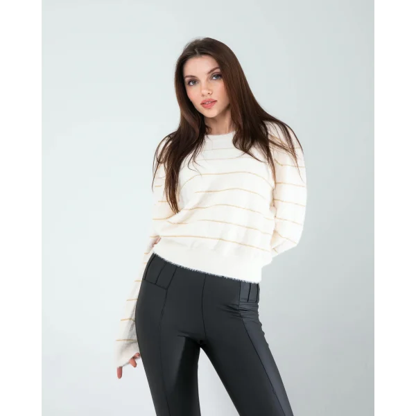 Sim Şeritli Beyaz Triko