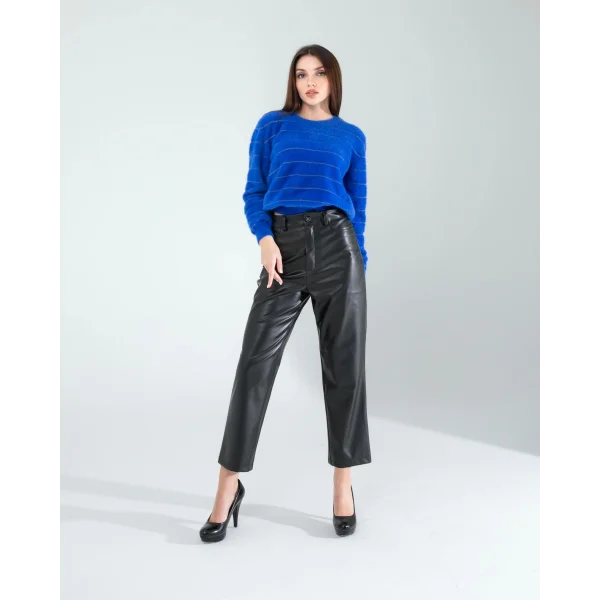 Sim Şeritli Saks Triko