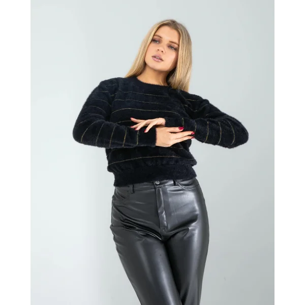 Sim Şeritli Siyah Triko