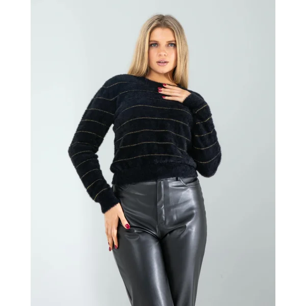 Sim Şeritli Siyah Triko