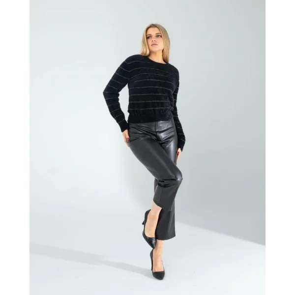 Sim Şeritli Siyah Triko