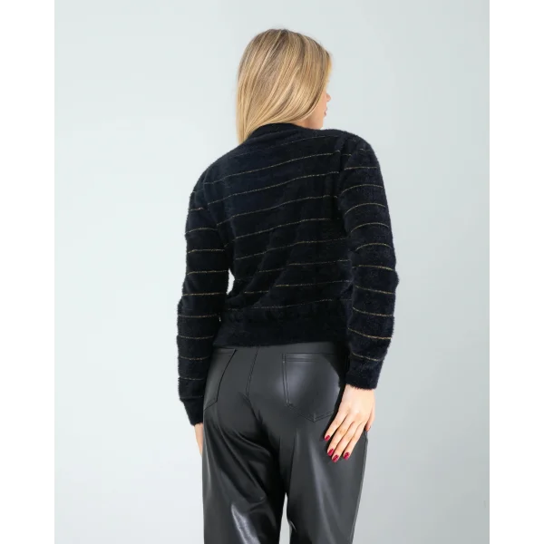 Sim Şeritli Siyah Triko