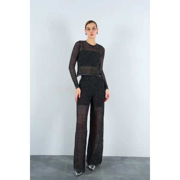 Simli File Desen Takım  SiyahGümüş