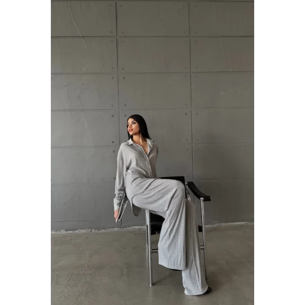 SİMLİ GÖMLEK - PANTOLON TAKIM - Gümüş