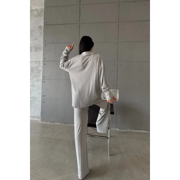 SİMLİ GÖMLEK - PANTOLON TAKIM - Gümüş