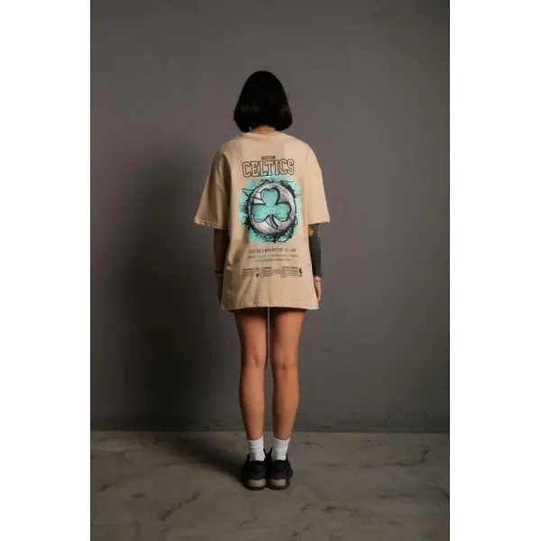 Sırt Baskılı T-shirt - Bej