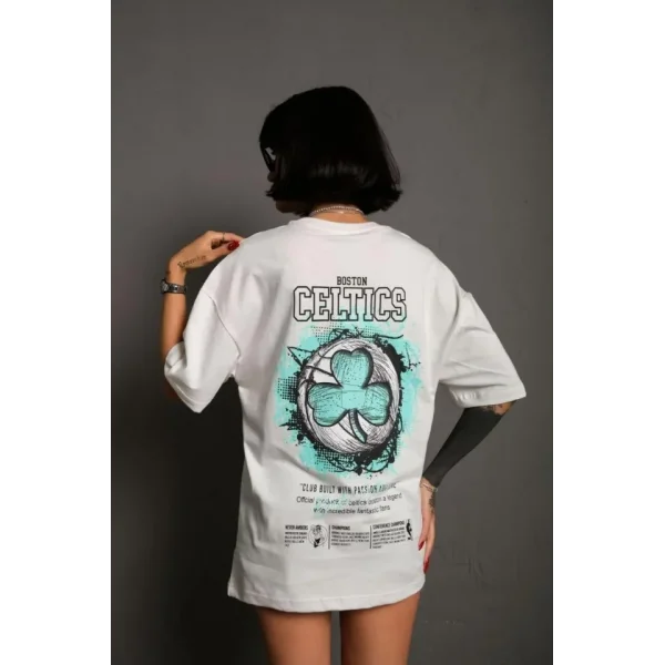 Sırt Baskılı T-shirt - Beyaz