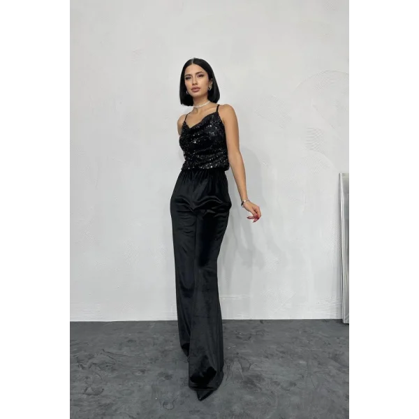 Siyah Askılı Degaje Bluz