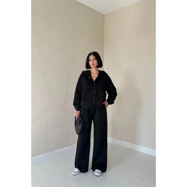 Siyah Beli Lastikli Ceket Ve Pantolon Takım