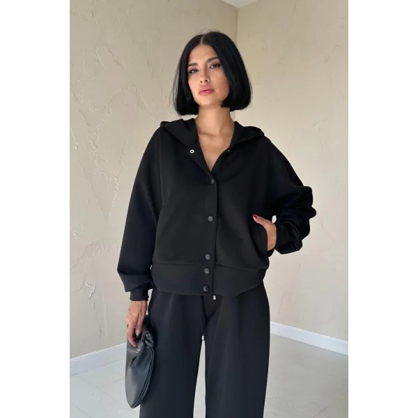 Siyah Beli Lastikli Ceket Ve Pantolon Takım