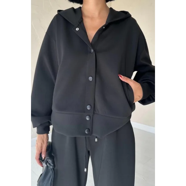 Siyah Beli Lastikli Ceket Ve Pantolon Takım