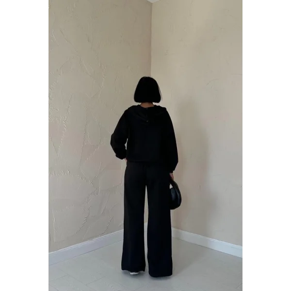 Siyah Beli Lastikli Ceket Ve Pantolon Takım