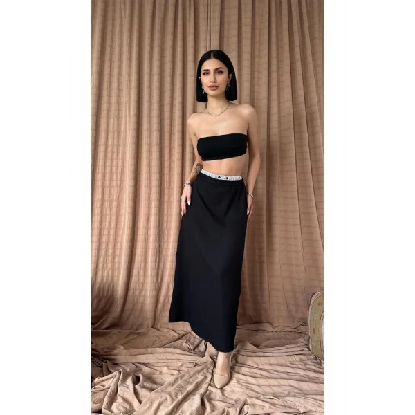 Siyah Beli Lastikli Etek
