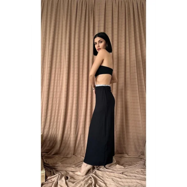 Siyah Beli Lastikli Etek
