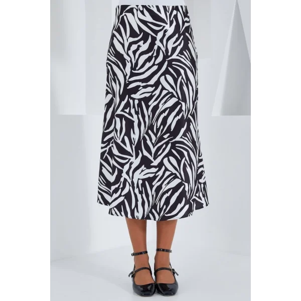 Siyah Beyaz Desenli Saten Etek 15806
