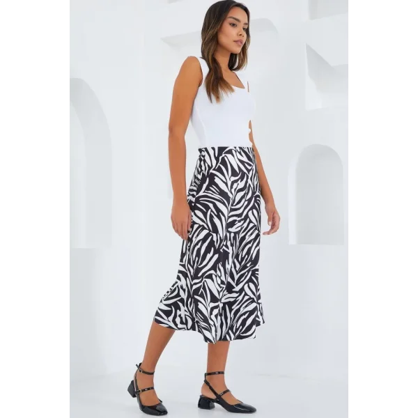Siyah Beyaz Desenli Saten Etek 15806