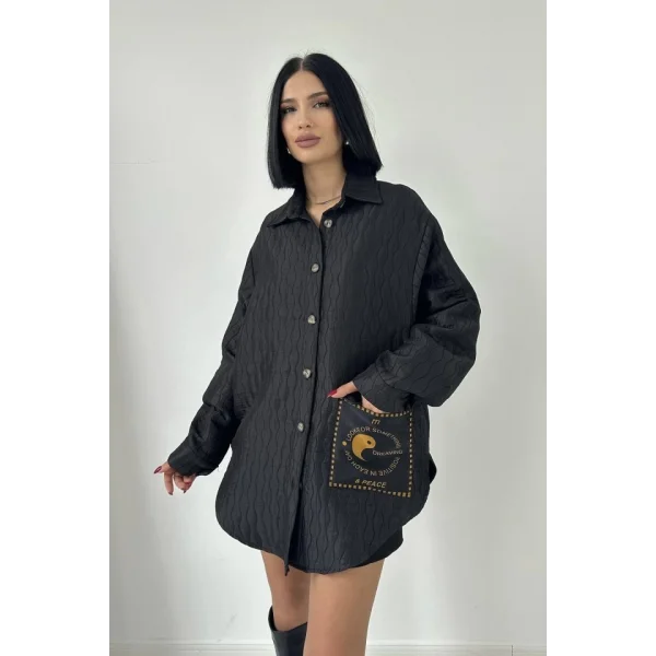 Siyah Cepli Kapitone Gömlek